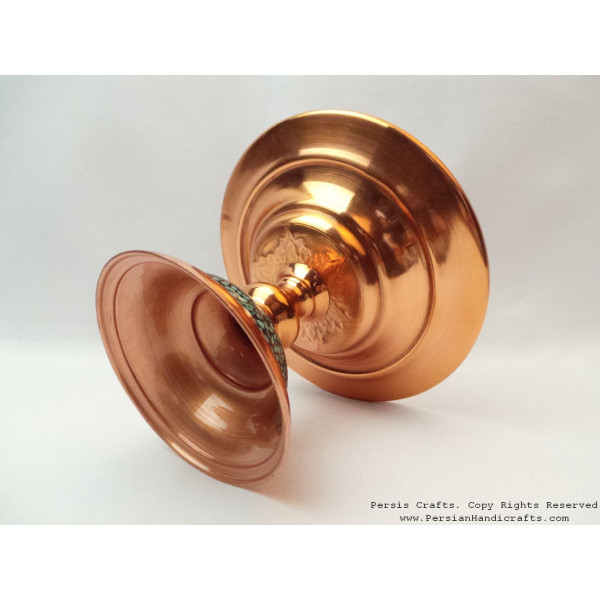 Turquoise Stone & Copper Candy/Nut Pedestal Bowl Dish HTI2011 Persiada